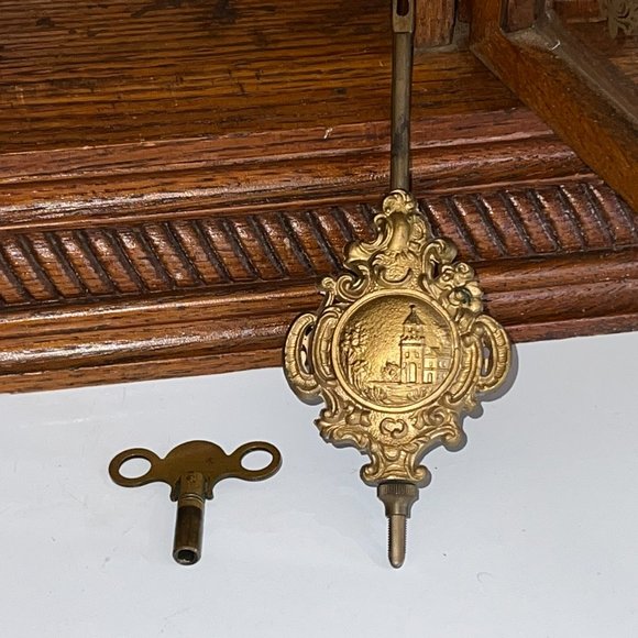 ANTIQUE INGRAHAM OAK AMERICAN GINGERBREAD CLOCK WORKING MANTLE MANTEL WINDUP - Picture 8 of 16